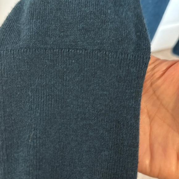 Loft Ribbed Yoke Open Long Cardigan Size XL Teal Green Blue Lightweight - Picture 2 of 7